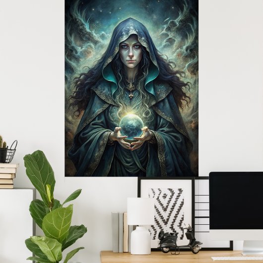 Dark Moon Witch – Crystal Vision Wall Art ポスター (ホームオフィス)