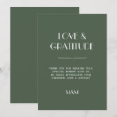 Dark Moss Green Minimalist Scandi Wedding Thanks (正面/裏面)