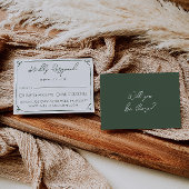 Dark Moss Green Whimsical Boho Modern Wedding  出欠カード