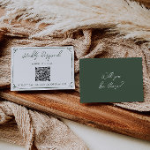Dark Moss Green Whimsical Boho QR Code Wedding  出欠カード