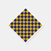Dark Navy and Mustard Yellow Checkerboard スタンダードカクテルナプキン (角)