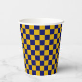 Dark Navy and Mustard Yellow Checkerboard 紙コップ (裏面)