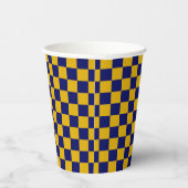 Dark Navy and Mustard Yellow Checkerboard 紙コップ (右)