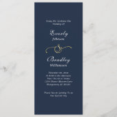 Dark Navy Background Elegant Minimal Wedding プログラム (正面)