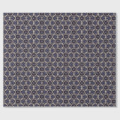 Dark Navy Blueおよび金ゴールドエレガントネットワークパターン ラッピングペーパー (フラット)