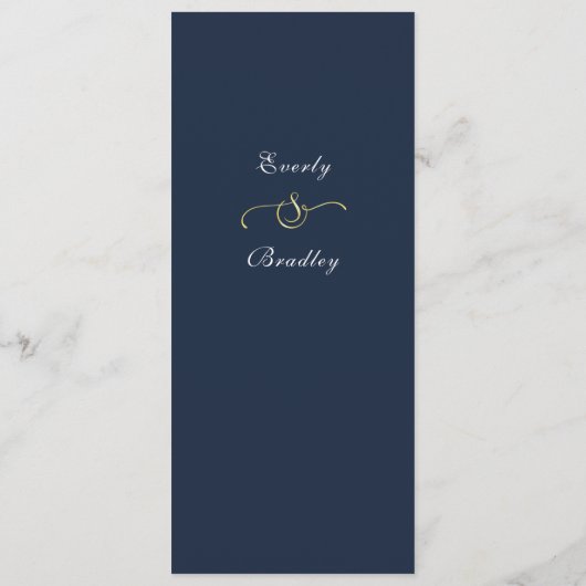 Dark Navy Blue Gold Frame White Script Menu Choice プログラム (裏面)