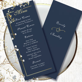 Dark Navy Blue Gold Frame White Script Menu Choice プログラム