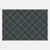 Dark Navy Blue Red Green Plaid Pattern Holiday ラッピングペーパーシート (正面2)