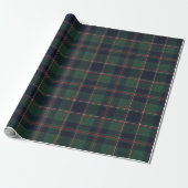 Dark Navy Blue Red Green Plaid Pattern Holiday ラッピングペーパー (アンロールド)