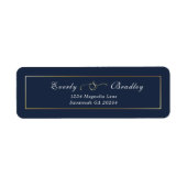 Dark Navy Gold Frame Elegant Return Address ラベル (正面)