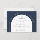 Dark Navy Gold Frame Script Menu Selection RSVP  (正面)