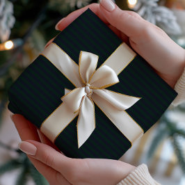 Dark Navy & Green Striped ラッピングペーパー