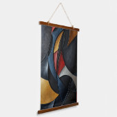 Dark Navy Red Gold Abstract Geometric Art 吊り下げ型タペストリー (傾斜あり)