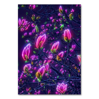 Dark Neon Magnolia Acrylic Sign – Botanical Glowin テーブルナンバー