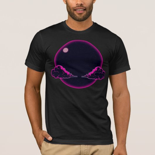 Dark Night Aesthetic Pink Clouds Moon Design Tシャツ (正面)