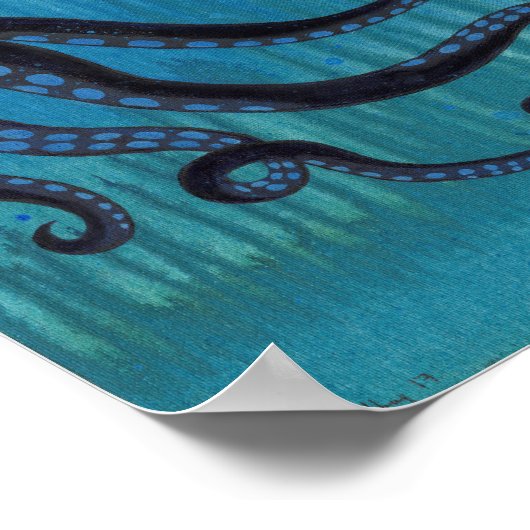Dark Octopus Tentacles Acrylic Painting Poster ポスター (角)