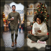 Dark Olive Black Muted Flannel Plaid レギンス