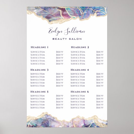 Dark Opal Design Price List Poster ポスター (正面)