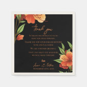 Dark Orangeフローラ結婚の感謝メッセージ スタンダードカクテルナプキン (正面)