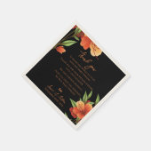 Dark Orangeフローラ結婚の感謝メッセージ スタンダードカクテルナプキン (角)