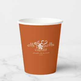 Dark Orange Shabby Chic Mr & Mr Wedding Paper cup 紙コップ