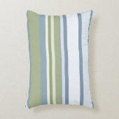 Dark Pastel Blue and Spring Rain Stripes アクセントクッション (正面(垂直))