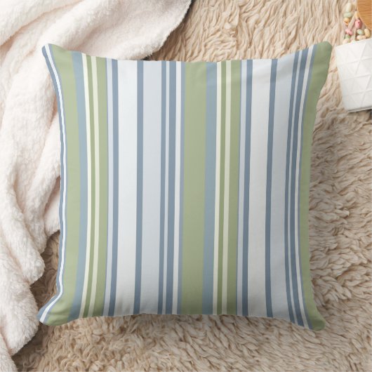 Dark Pastel Blue and Spring Rain Stripes クッション (ブランケット)