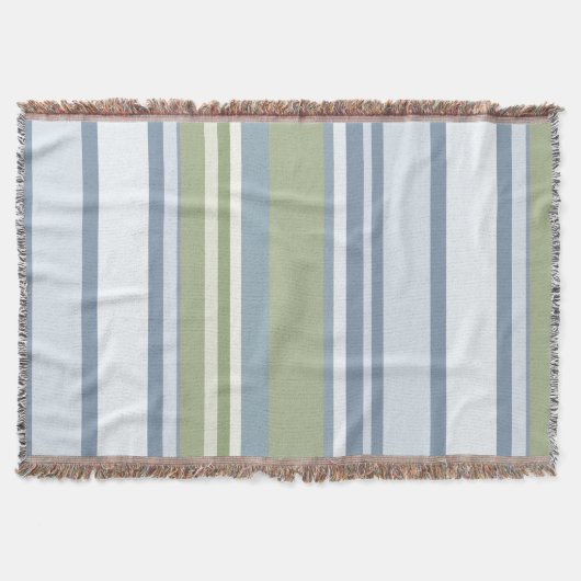 Dark Pastel Blue and Spring Rain Stripes スローブランケット (正面)
