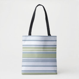 Dark Pastel Blue and Spring Rain Stripes トートバッグ