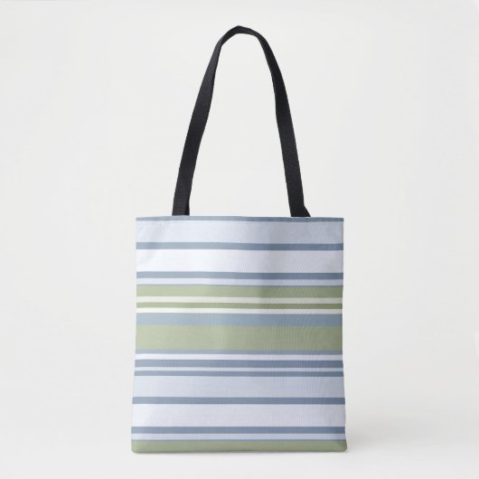 Dark Pastel Blue and Spring Rain Stripes トートバッグ (正面)