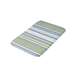 Dark Pastel Blue and Spring Rain Stripes バスマット