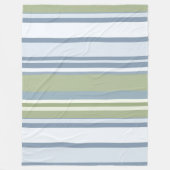 Dark Pastel Blue and Spring Rain Stripes フリースブランケット (正面)
