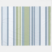 Dark Pastel Blue and Spring Rain Stripes フリースブランケット (正面(横))
