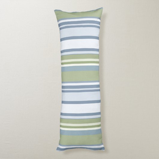 Dark Pastel Blue and Spring Rain Stripes ボディピロー (裏面 (縦))