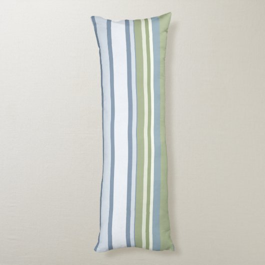 Dark Pastel Blue and Spring Rain Stripes ボディピロー (裏面 (縦))