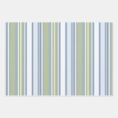 Dark Pastel Blue and Spring Rain Stripes ラッピングペーパーシート (正面3)