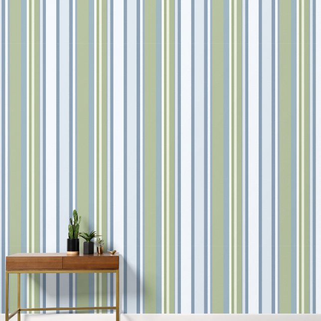 Dark Pastel Blue and Spring Rain Stripes 壁紙 (廊下)