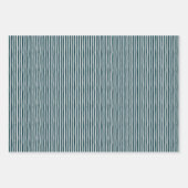 Dark Peacock Blue & Light Gray Wonky Stripes ラッピングペーパーシート (正面)