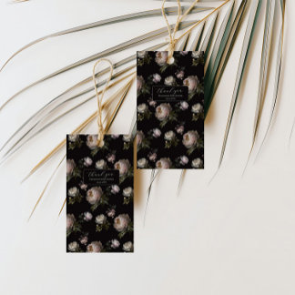 Dark Peony Floral Baby Shower Thank You Sticker ギフトタグ