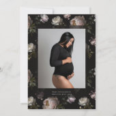 Dark Peony Floral Photo Baby Sprinkle  招待状 (裏面)