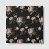 Dark Peony Flowers Foil Baby Shower Guestbook ゲストブック (裏面)