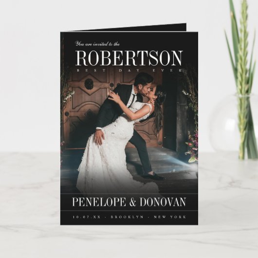 Dark Photo Magazine QR Code All In One 結婚's 招待状 (正面)