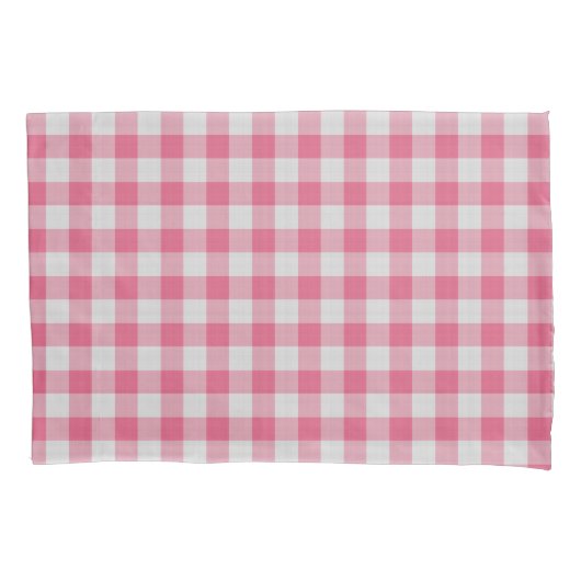 Dark Pink Checkered gingham Plaid 枕カバー (正面)
