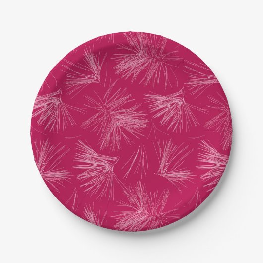 Dark Pink Pine Tree Needles ペーパープレート (正面)