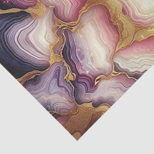 Dark Pink Purple Gold Marble 薄葉紙 (詳細)