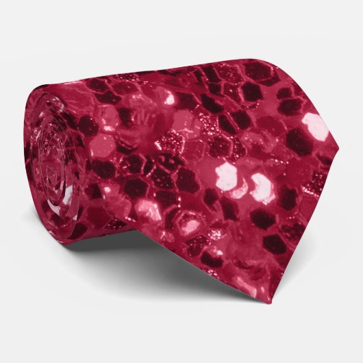 Dark pink red magenta faux sparkles glitters ネクタイ (ロール)