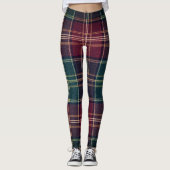 Dark Plaid Classic Tartan Green Red レギンス (正面)