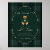Dark Plaid Lauren Inspired Baby Shower Welcome  ポスター (正面)