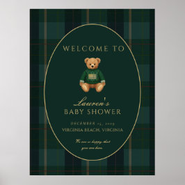 Dark Plaid Lauren Inspired Baby Shower Welcome  ポスター