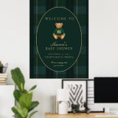 Dark Plaid Lauren Inspired Baby Shower Welcome  ポスター (ホームオフィス)